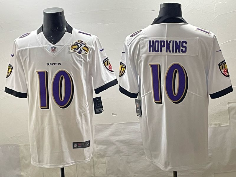 Men 2025 Nike Baltimore Ravens #10 Hopkins White Limited NFL Jersey style 02